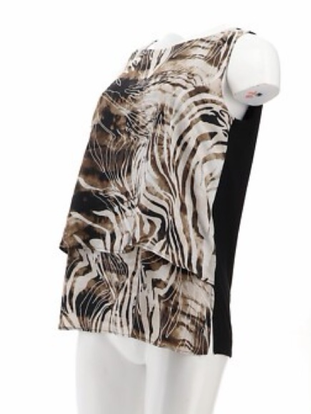 DG2 by Diane Gilman | Sleeveless Layered Animal Print Top in Black & Brown